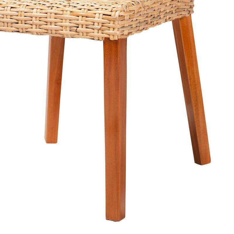 bali & pari Rowen Rattan and Mahogany Wood Dining Chair Light Honey/Honey