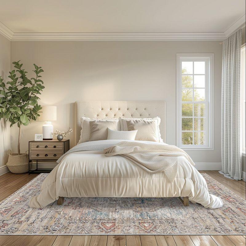 Nuloom Marley Medallion 7x9 Indoor Area Rug for Living Room Bedroom Dining Room Kitchen, Beige/Ivory