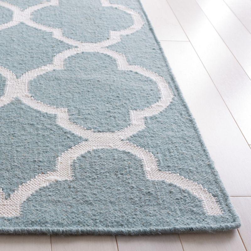 Handwoven Blue and Ivory Geometric Wool Area Rug