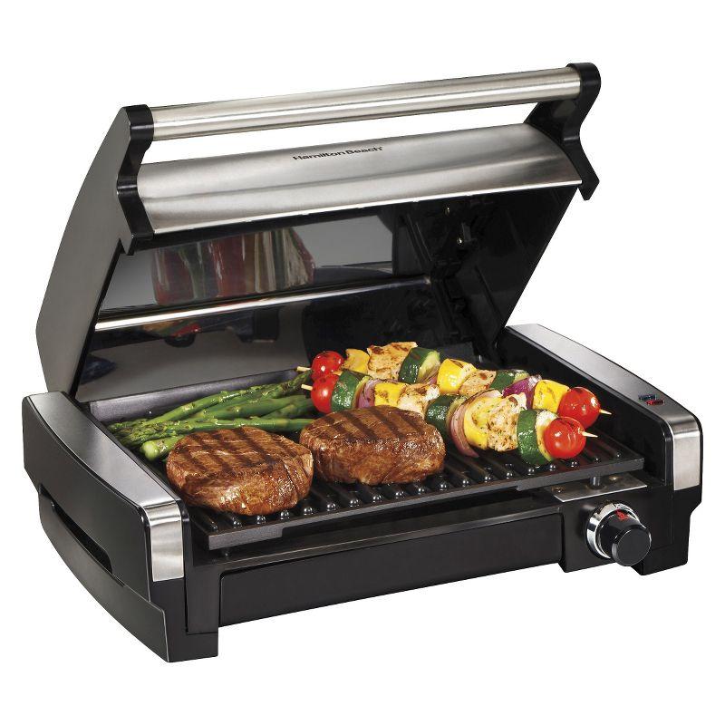 16'' Silver Round Electric Indoor Grill with Adjustable Temperature