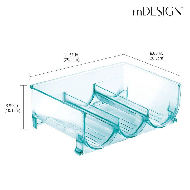 mDesign Plastic Free-Standing Stackable 3 Bottle Storage Rack, 2 Pack, Blue Tint