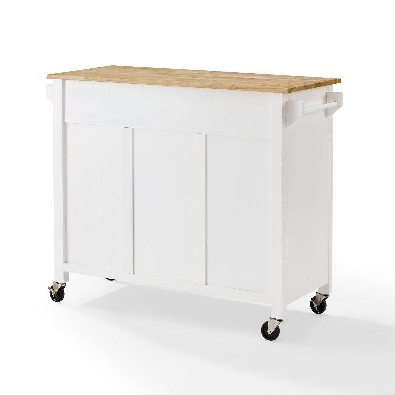 Laurel Kitchen Island/Cart White/Natural - Crosley: Farmhouse Style, Towel Bar, Adjustable Shelf