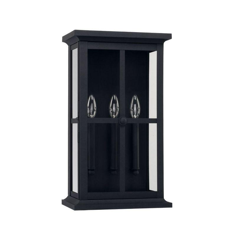 Black 3-Light Outdoor Wall Lantern with Clear Glass