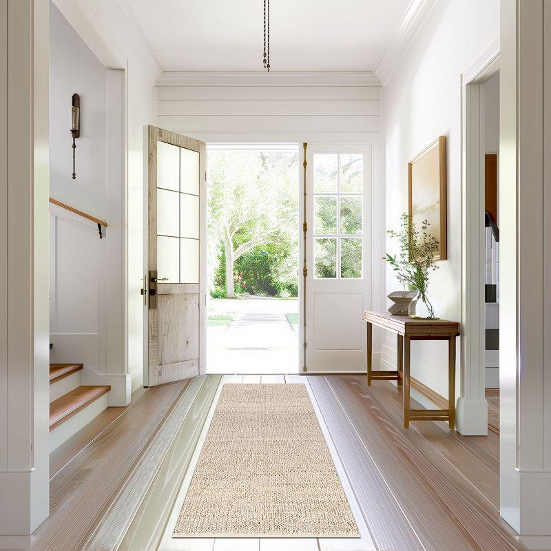 Nuloom 2x6 Elfriede Jute & Cotton Hand Woven Indoor Area Rug, Natural, Solid Rustic Farmhouse Style Natural Fiber Bedroom, Living Room,