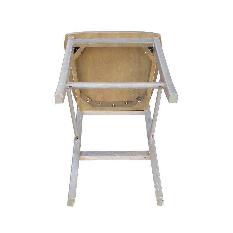 International Concepts 24" X Back Counter Height Barstool Washed Gray/Taupe : Rubberwood Frame, Fixed Seat Height 24"