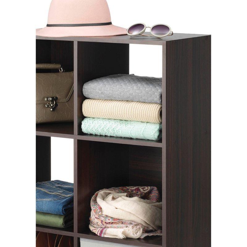Whitmor 9 Section Cube Organizer Espresso: Universal Storage, 35.5" x 11.75", Particle Board & Steel, Divided Shelves