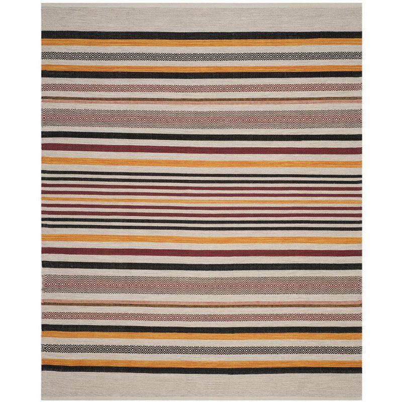 Coastal Charm Red Stripe Handwoven Cotton-Wool 8' x 10' Rug