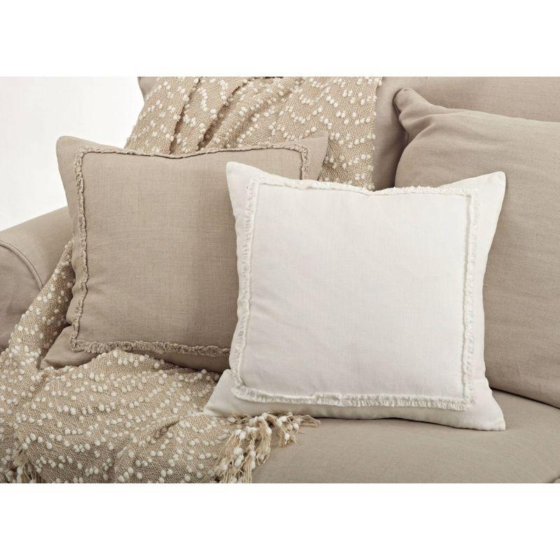 20"x20" Oversize Ruffled Design Square Throw Pillow Natural - Saro Lifestyle