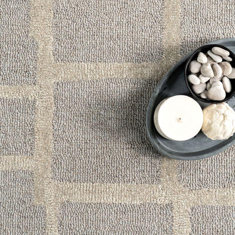 Nuloom James Geometric 5x8 Wool Indoor Area Rug for Living Room Bedroom Dining Room Kitchen, Grey