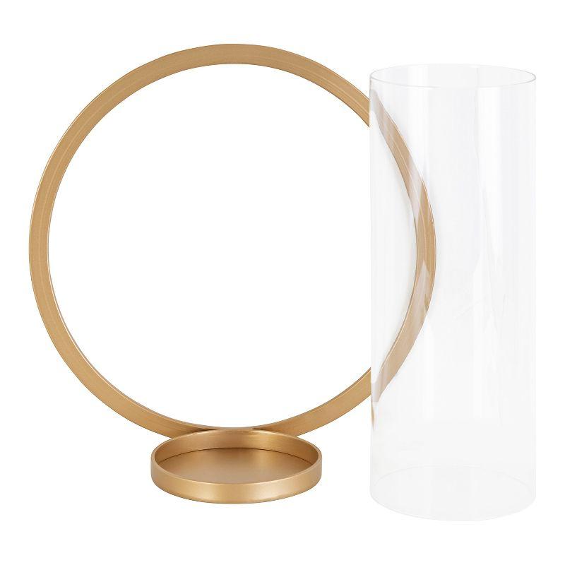 Kate and Laurel Khauli Round Metal Wall Sconce, 12" Diameter, Gold