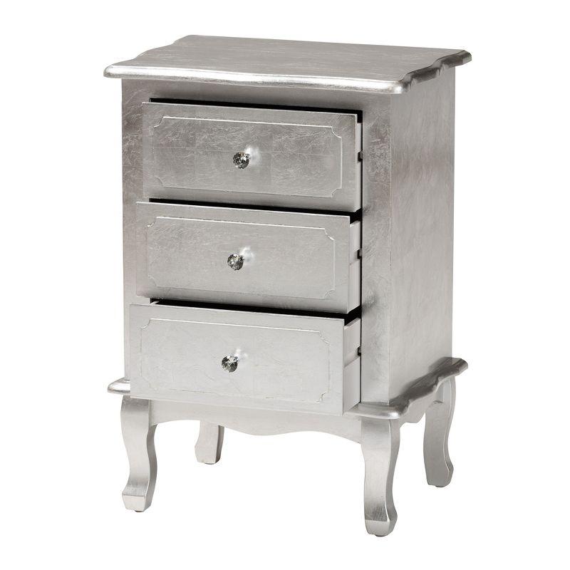 Baxton Studio Newton Classic and Traditional Silver Finished Wood 3-Drawer End Table