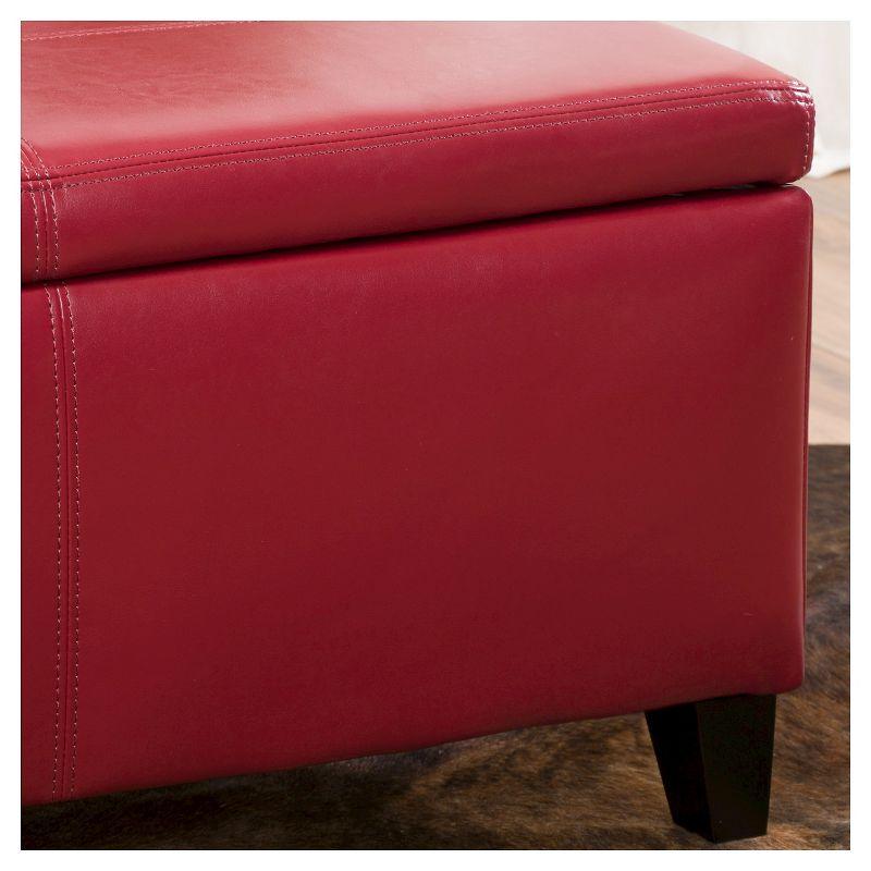 Christopher Knight Home Lucinda Faux Leather Storage Ottoman Bench Red : Upholstered Rectangular Seat, Wood Frame