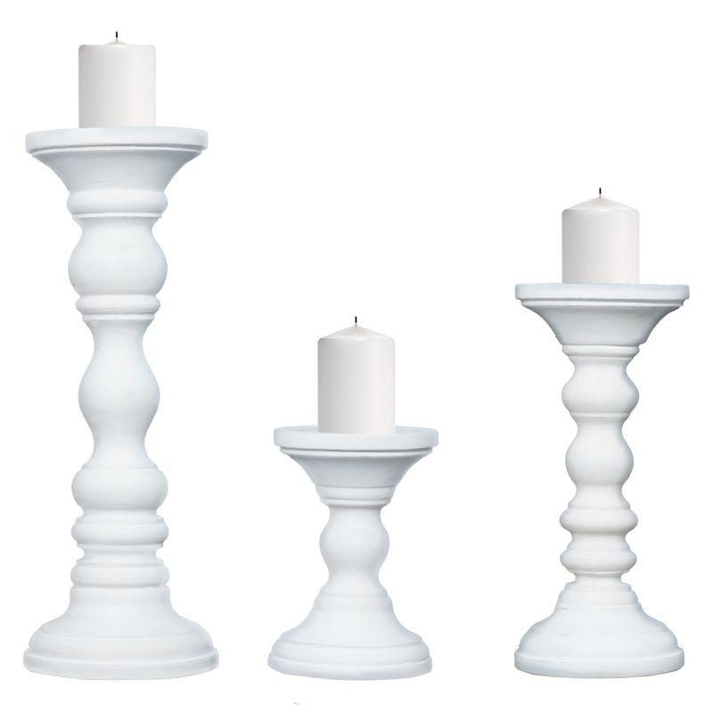 Mela Artisans Matte White Farmhouse Candle Holders for Pillar Candles (Set of 3)