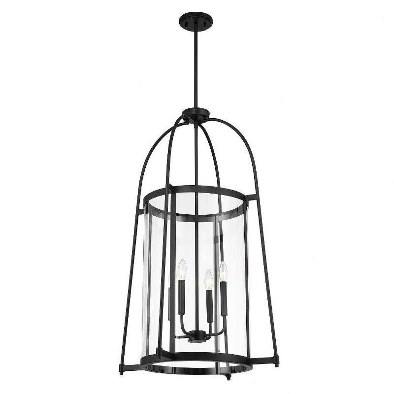 Rosedale Matte Black and Clear Glass 4-Light Pendant