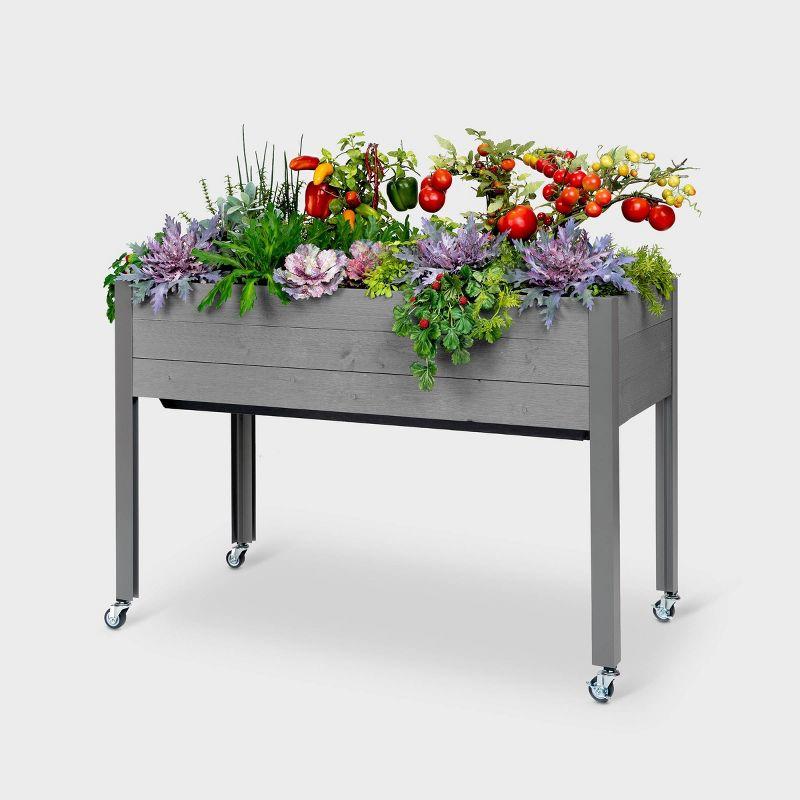 47" Wide rectangular Planter Self-Watering Wooden Gray - CedarCraft