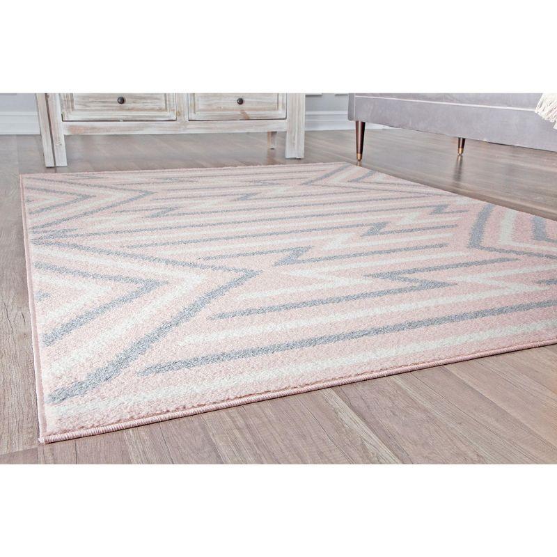 Rugs America Mika MO10A Strawberry Milk Geometric Contemporary Pink Area Rug for Dining Room Rug Neutral Rug Living Room Rug Kitchen, 2'6"x4'