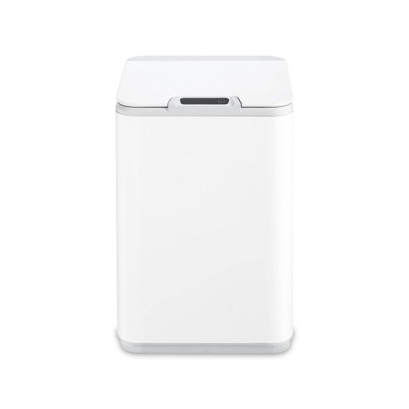 Nine Stars 10L/2.6gal Motion Sensor & Water Resistant White Trash Can: Kitchen Trash Can with Lid, Indoor, Plastic