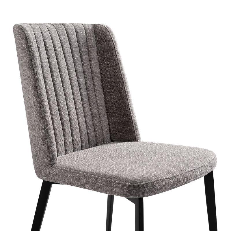 Set of 2 Gray Upholstered Metal Dining Chairs