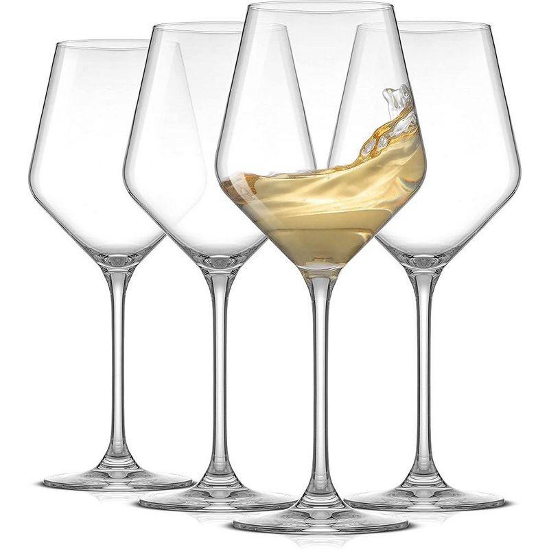 JoyJolt Layla Clear Crystal White Wine Glasses Set of 4