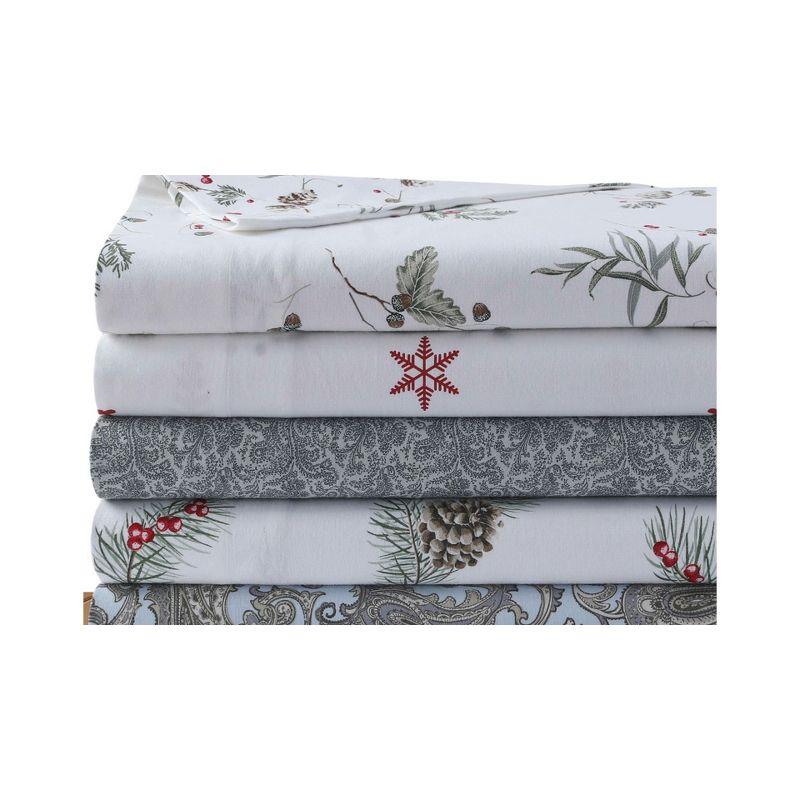 Queen Brown Paisley Cotton Flannel Deep Pocket Sheet Set