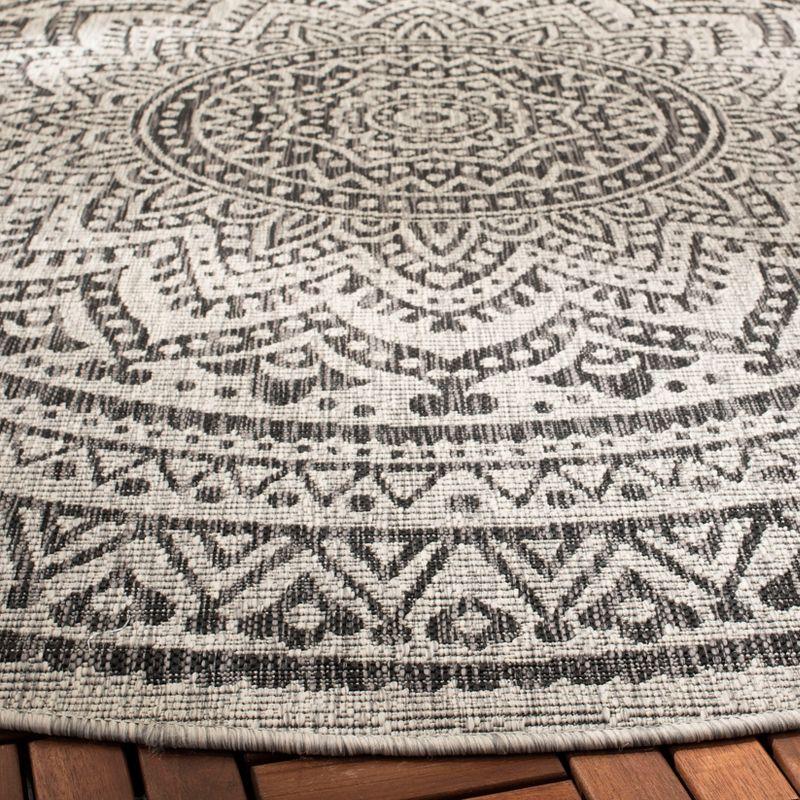 Gray Round Synthetic Non-slip Indoor/Outdoor Rug