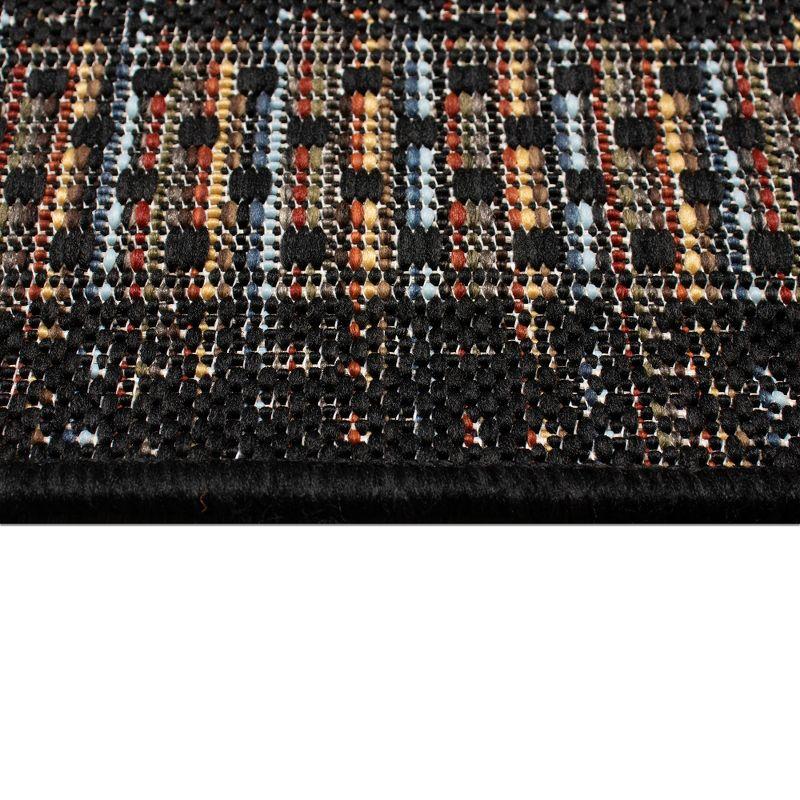 Liora Manne Avena Mosaic Stripe Indoor/Outdoor Rug Midnight 1'11" x 7'6"