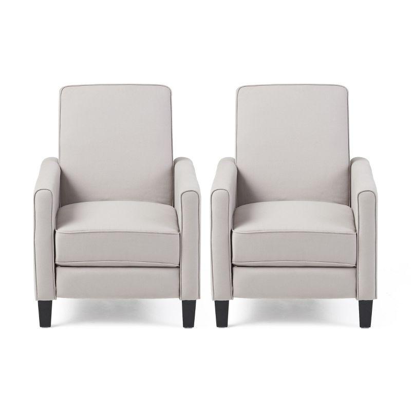 Christopher Knight Home Darvis Contemporary Upholstered Pushback Recliners (Set of 2), Light Gray/Fabric