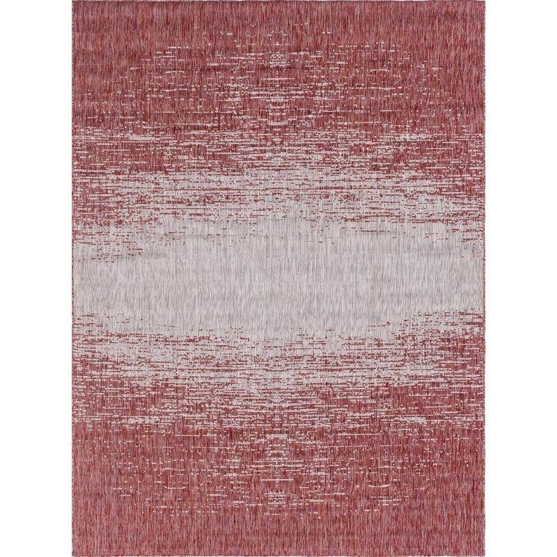 Unique Loom 7' 1 x 10' 0 Rectangle Indoor/Outdoor Modern Rust Red Area Rug
