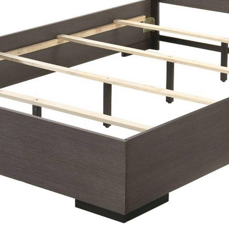 Queen Gray Oak Upholstered Bed with LED Headboard