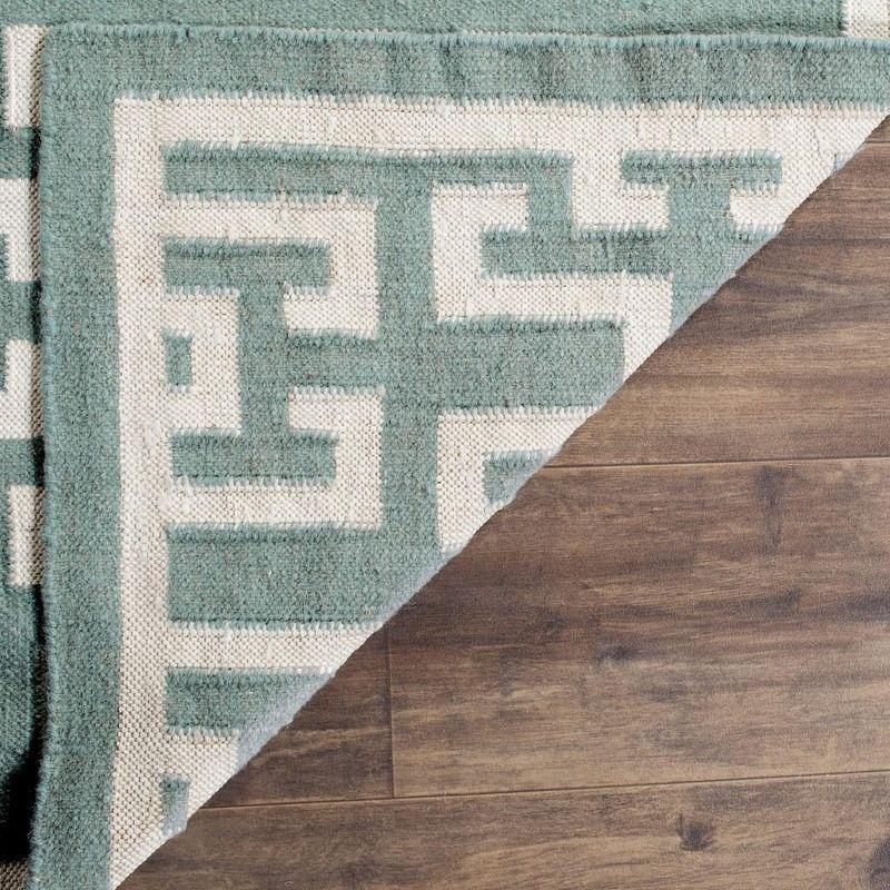 Dhurries DHU621 Hand Woven Flat Weave Accent Rug Seafoam / Ivory 3' X 5' - Safavieh.