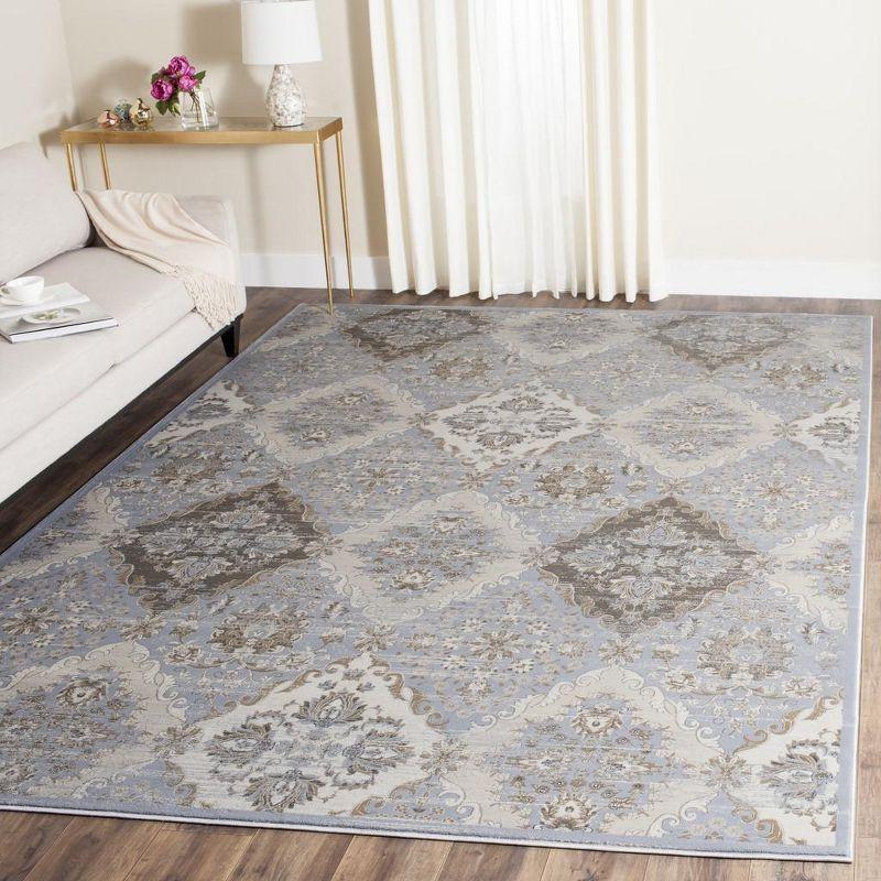 Light Blue and Ivory Vintage Rectangular Area Rug