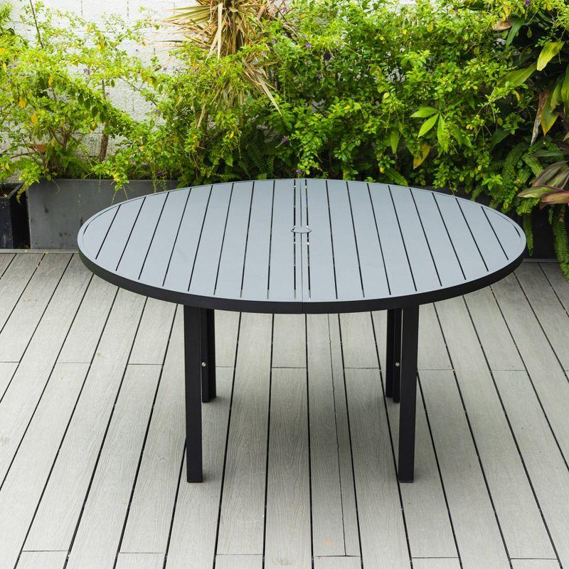 7-Piece Patio Dining Set With 60" Round Aluminum Dining Table And 6 Dining Armchair