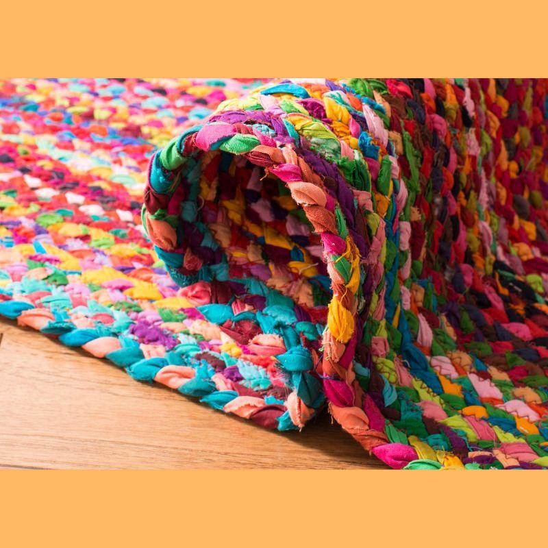 Braided BRD210 Hand Woven Area Rug - Red/Multi - 4' Round - Safavieh.