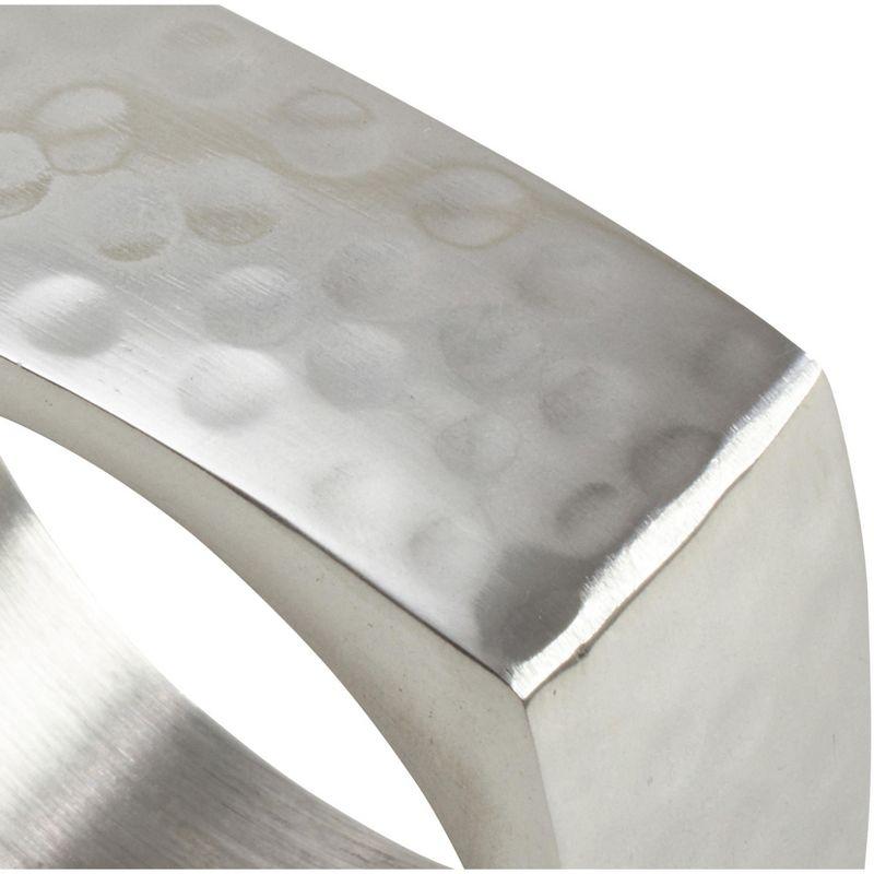 Saro Lifestyle Square Hammered Napkin Ring, Silver (Set of 4)