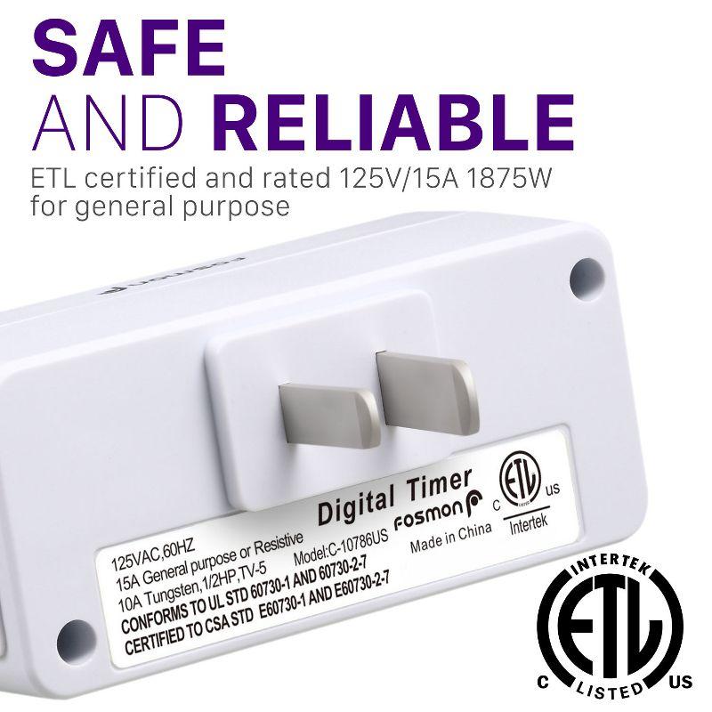 Fosmon Timer for Outlet, [ELT Listed] Light Timer for Lamps Indoor, Timer Outlet For Electrical, Programmable with 10 Program