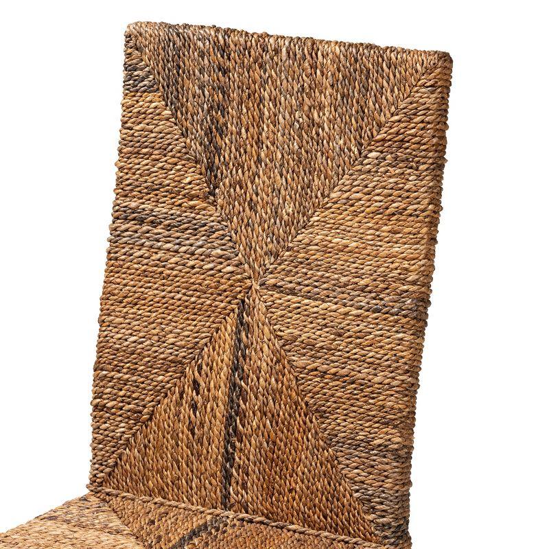 bali & pari Laymi Modern Bohemian Dark Brown Mahogany Wood and Seagrass Dining Chair