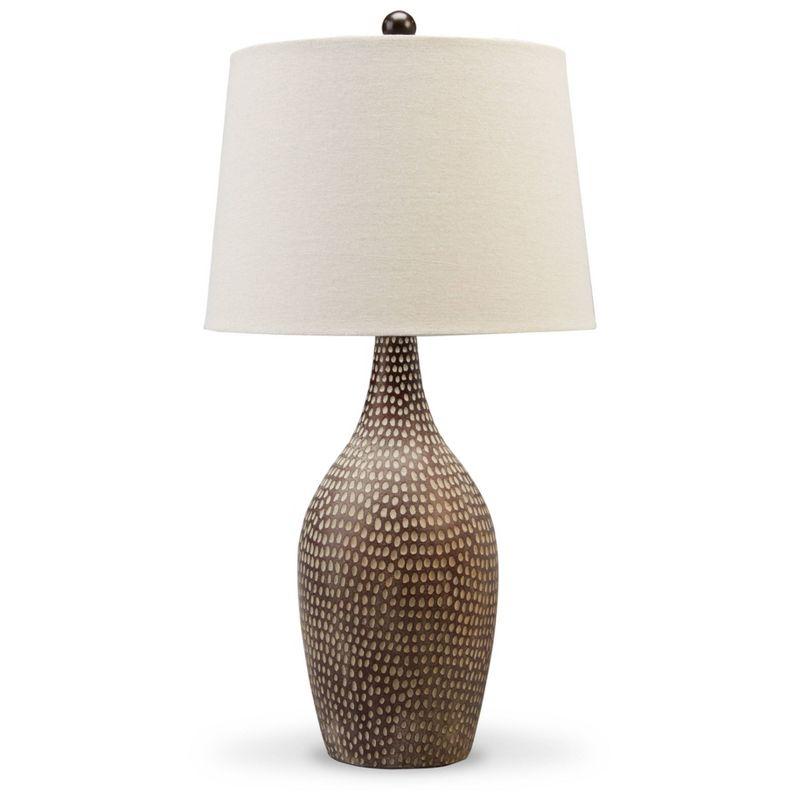 Gray and Brown 26.5" Polyresin Table Lamp Set with Drum Shade