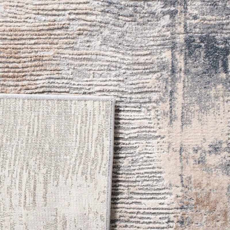 Abstract Ripple Cream/Grey Synthetic 8' x 10' Area Rug