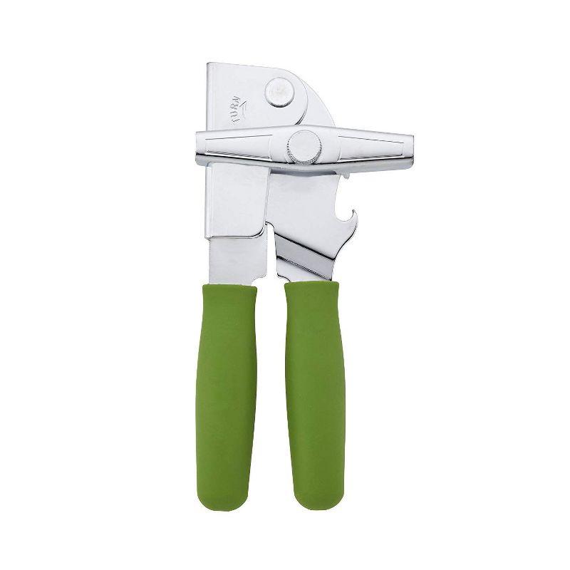 Green Steel Manual Can Opener with Ergonomic Handles