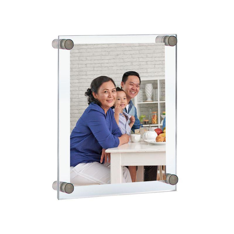Azar Displays Floating Acrylic Wall Frame with Silver Stand Off Caps: 11" x 17" Graphic Size, Overall Frame Size: 15" x 21"