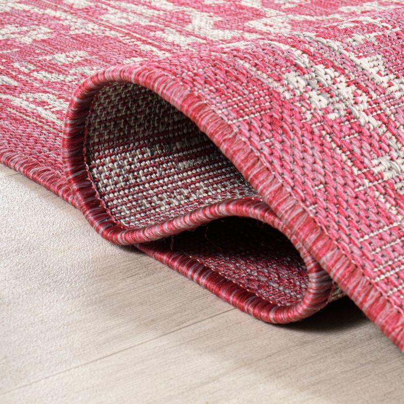 9' x 12' Malta Bohemian Medallion Textured Weave Indoor/Outdoor Area Rug, Fuchsia/Light Gray - JONATHAN Y