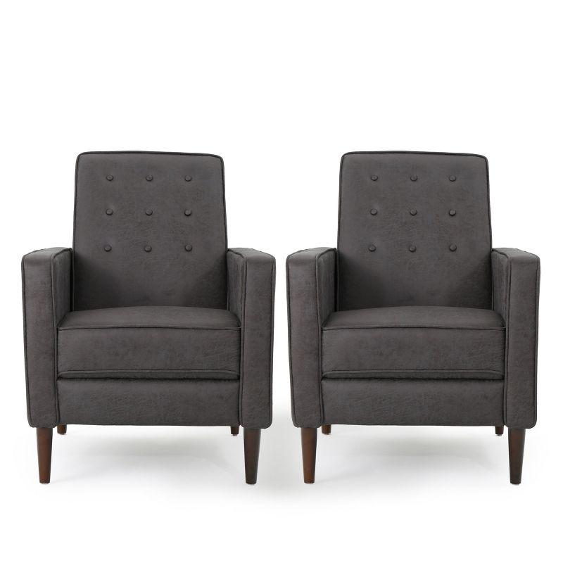 GDFStudio Mason Mid Century Modern Tufted Pushback Recliners (Set of 2), Slate/Microfiber