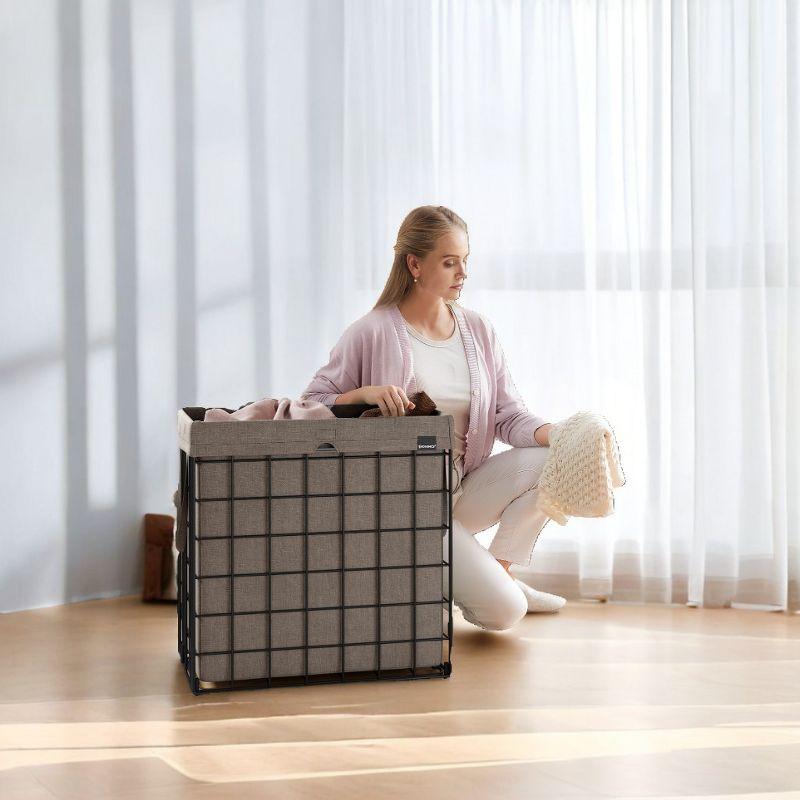 Laundry Hamper with Removable Washable Liner, 29 Gal. (110L) Collapsible Clothes Basket with Metal Wire Frame Laundry Bin