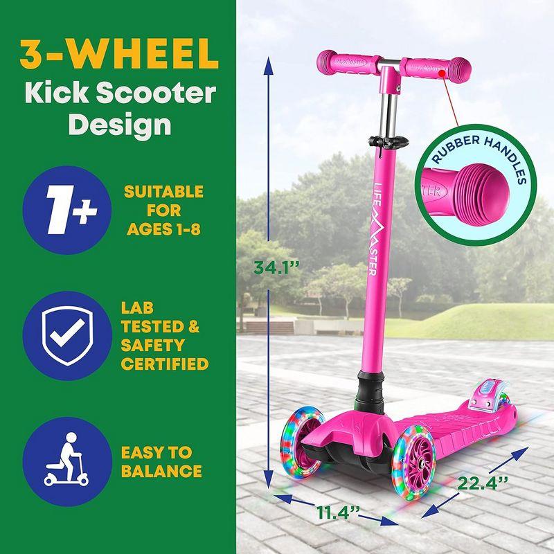 Kids Scooter – Children and Toddler 3 Wheel Kick Scooter – LED Wheel Lights Illuminate When Rolling