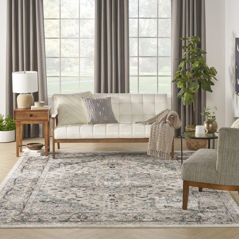 Nourison Concerto Center Medallion Indoor Rug Ivory Grey 8'10" x 11'10"