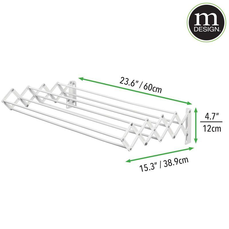 mDesign Expandable Wall Mount Laundry Drying Rack