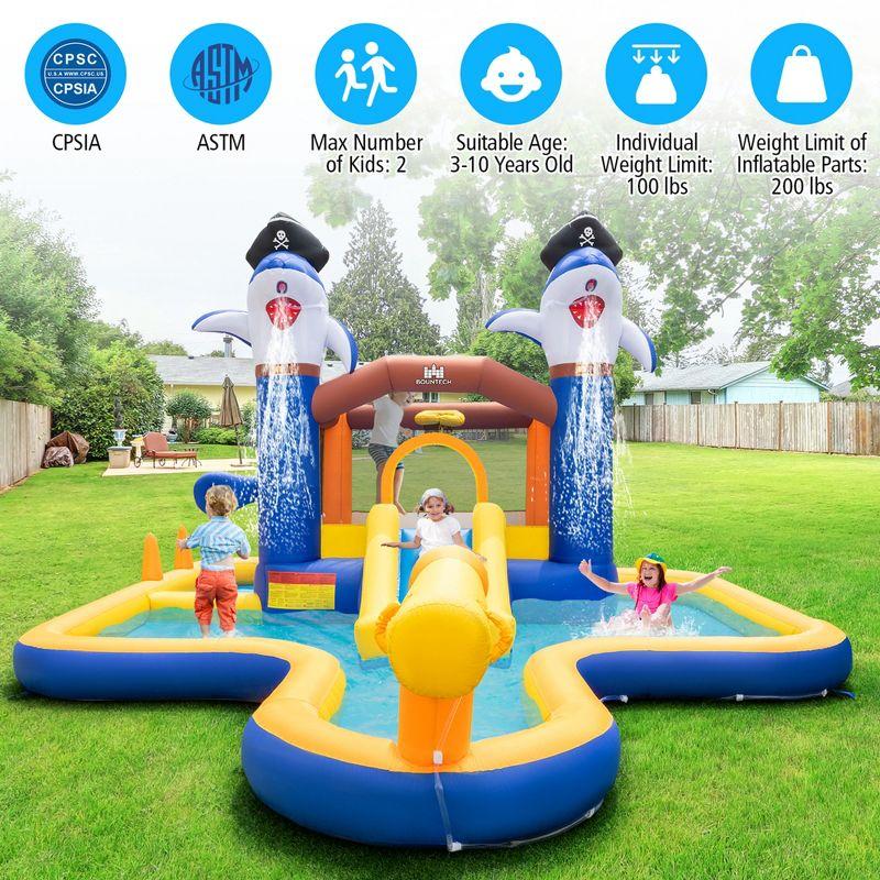 Costway Inflatable Water Slide Park Bounce House Splash Pool Water Cannon with 735W Blower