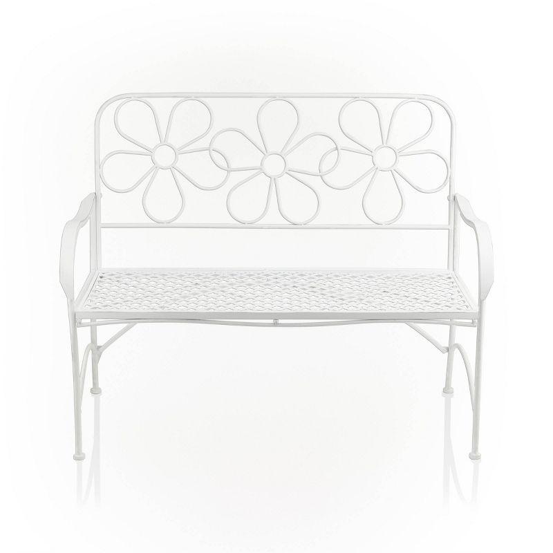 36" x 45" Daisy Metal Garden Bench White - Alpine Corporation