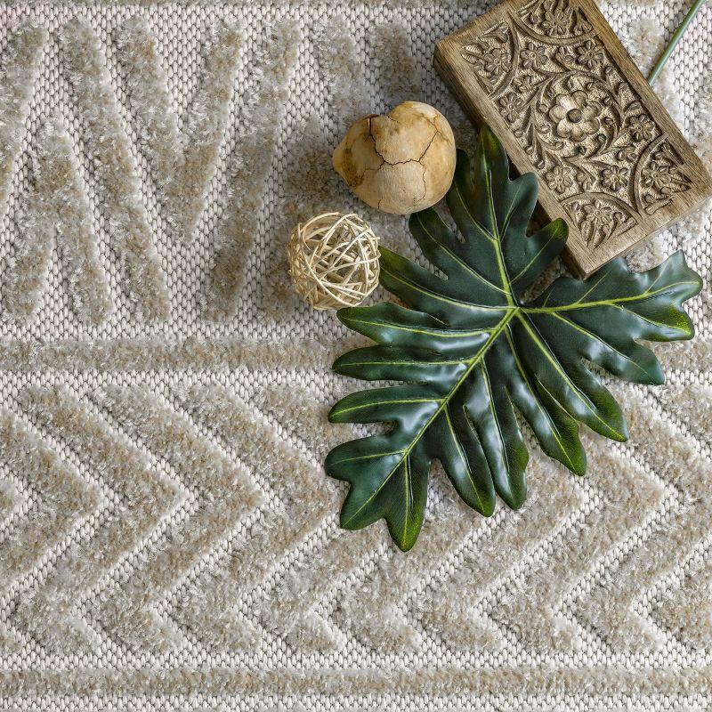 Beige 5' x 8' Easy-Care Synthetic Indoor/Outdoor Area Rug