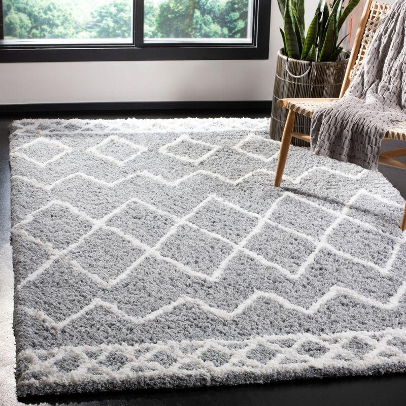 Equinox Shag EQS711 Hand Tufted Indoor Area Rug - Grey/Cream - 4'x6' - Safavieh